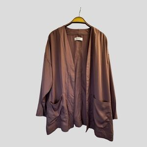 Addition Elle Women’s Taupe Open Front Cardigan Jacket Cozy Boho Style Size 18